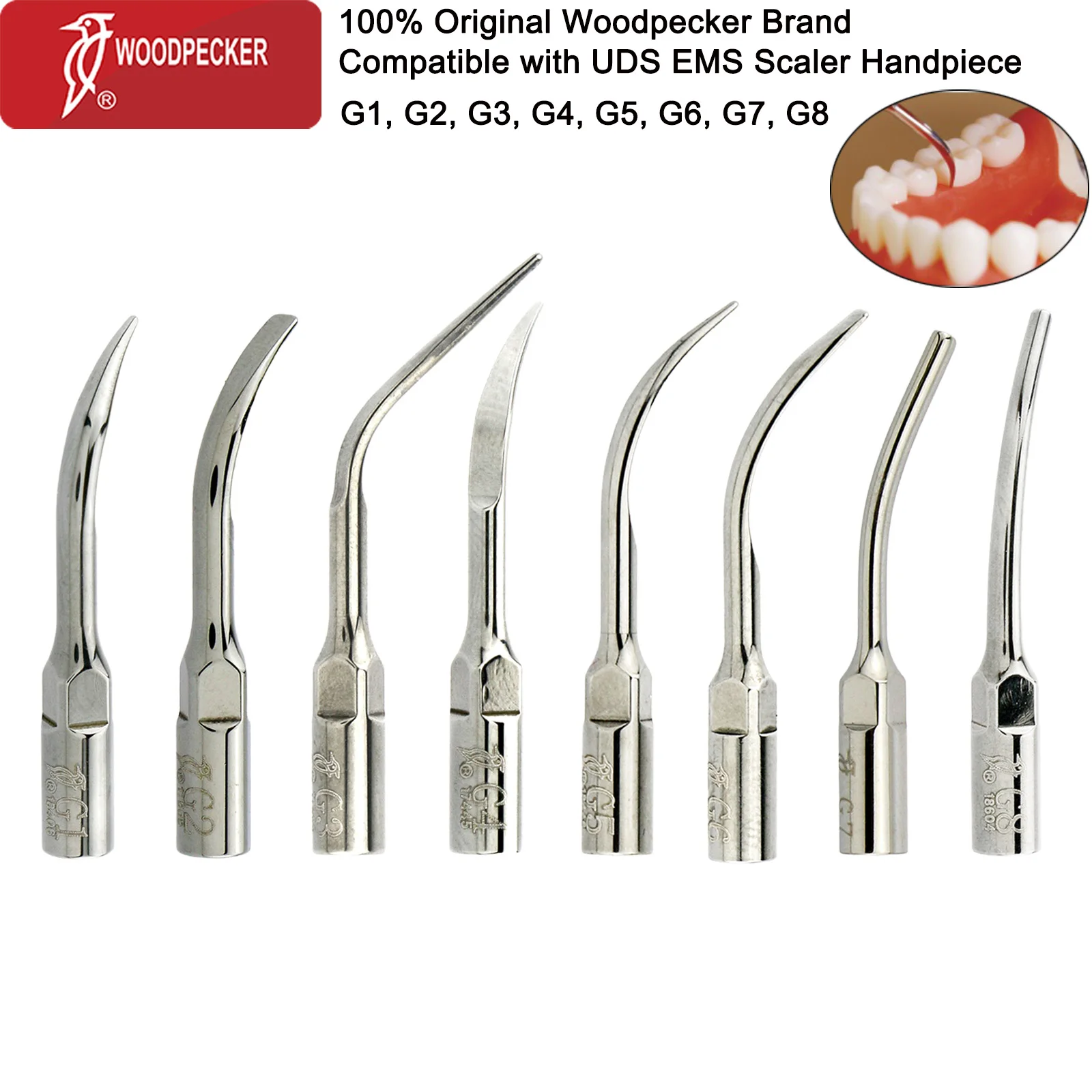 

Woodpecker Dental Ultrasonic Scaler Scaling Endo Perio Tips G-Series Fit EMS UDS Ultrasonic Scaler Handpiece