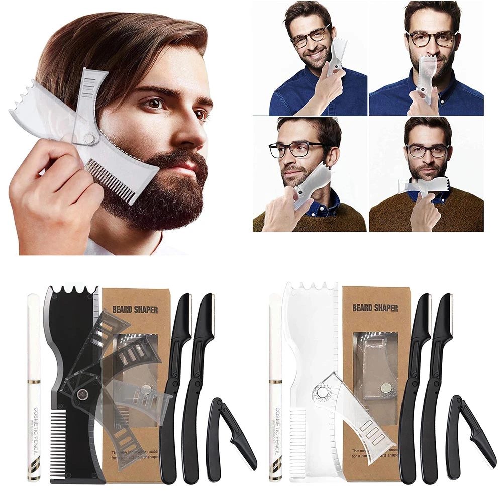 Bart Styling Schnurrbart Trimmen Set Einstellbaren Gesichts Haar Vorlage Männer Rasieren Werkzeug Sets Nicht slip Barber Tool| |