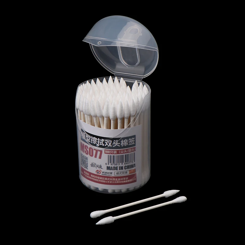 Model Hobbies DIY MS-077 Double End Cotton Swab Model Penetration Line Cleaning Tool 100PCS Cotton Swabs
