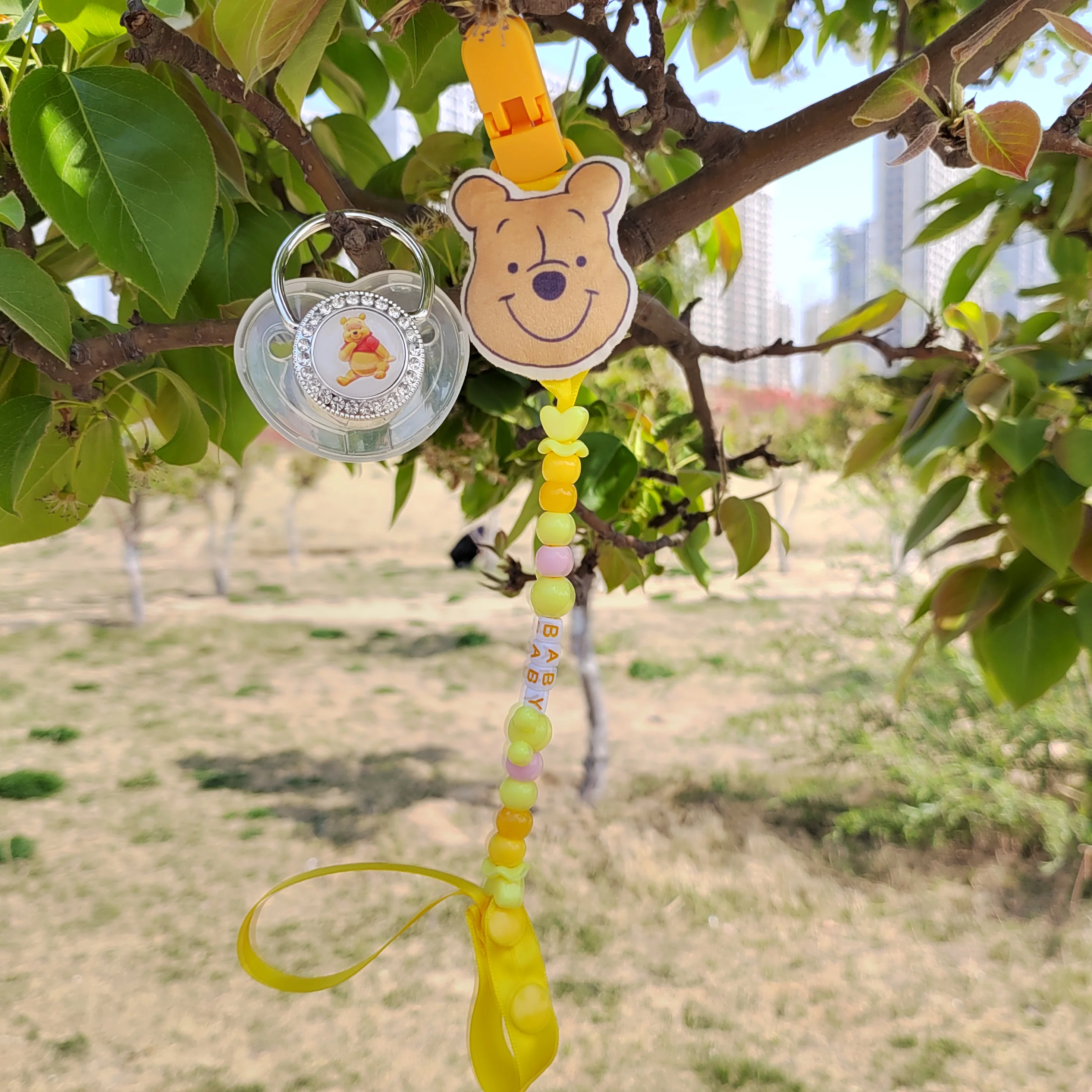 Disney Accesorios Para Bebes Dummy With Winnie The Pooh Soft Plush Nippler Chain First Baby Nome Inglese Prendedor De Chupeta