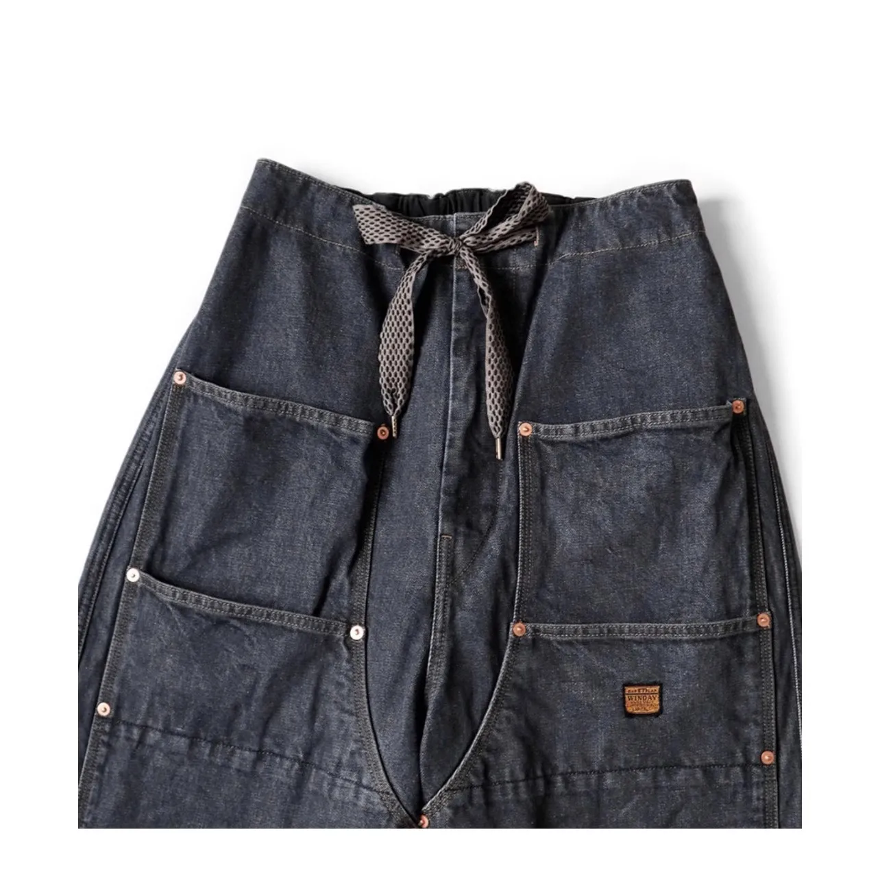 2024 Kapital Vintage HighQuality Japanese Casual Denim Drawstring Large Pocket Casual Logging Pants