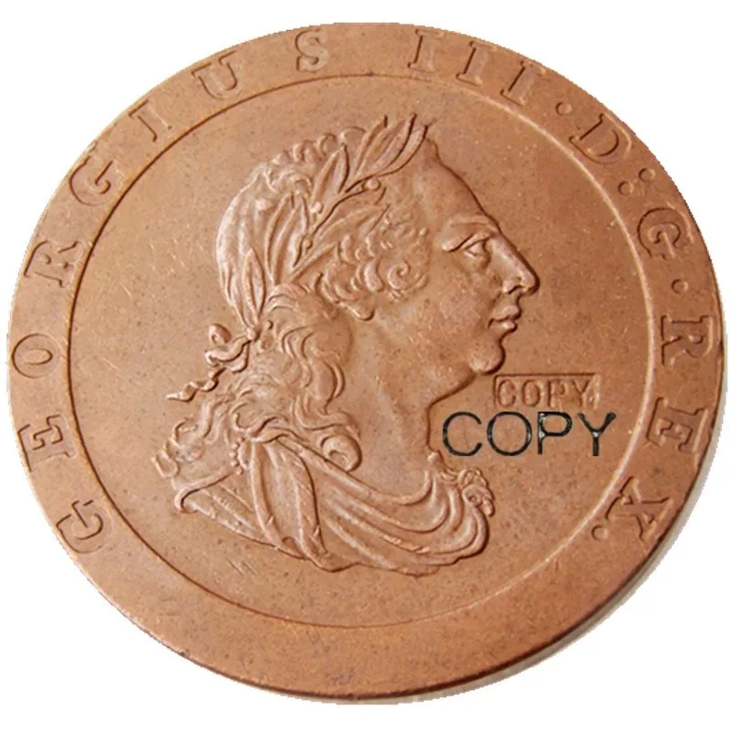 

Джордж III «картонное колесо» TWOPENCE,1797 медная копия монеты