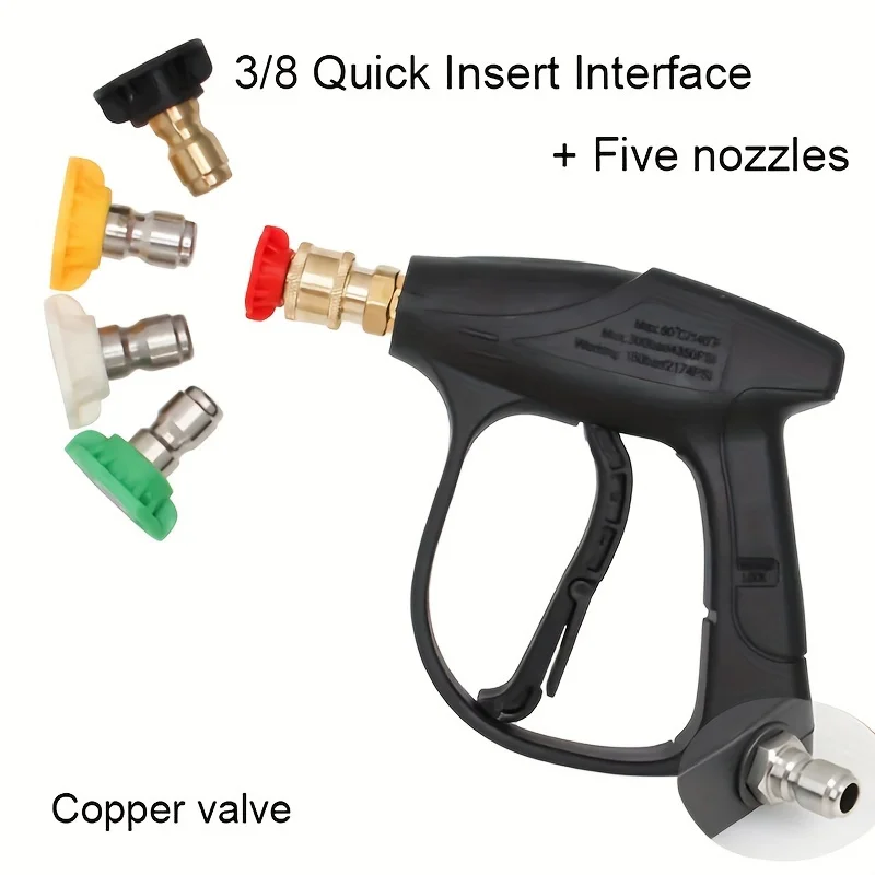 High pressure car wash gun five speed adjustable adapter made of brass material 1/4 quick connector with 7 color nozzles 3