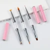 BQAN  Double Head Pink Crystal Handle Drawing Brush Liner Brush Painting Pen Gel Polish Crystal Nail Art Manicure Tools 1