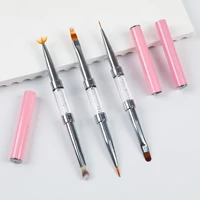 BQAN  Double Head Pink Crystal Handle Drawing Brush Liner Brush Painting Pen Gel Polish Crystal Nail Art Manicure Tools 1