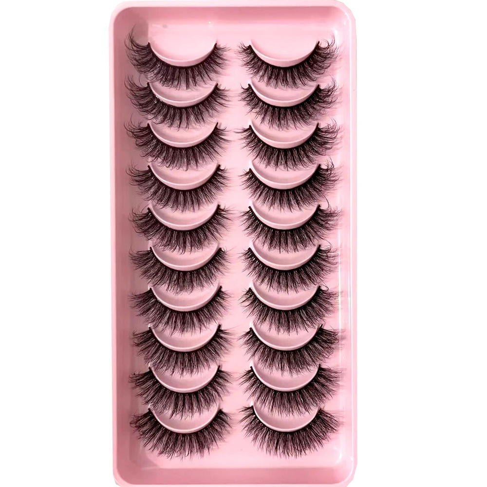 10 Pairs short Eyelashes 3D Mink Lashes False Eyelashes Handmade Wispy Fluffy Long Lashes Natural Eye Makeup Tools Eye Lashes