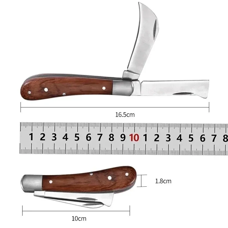 Wooden Handle Folding Grafting Knife Stainless Steel Garden Fruit Tree Grafting Pruning Tools Gardening Garden Tool garden tools folding grafting knife grafting knife