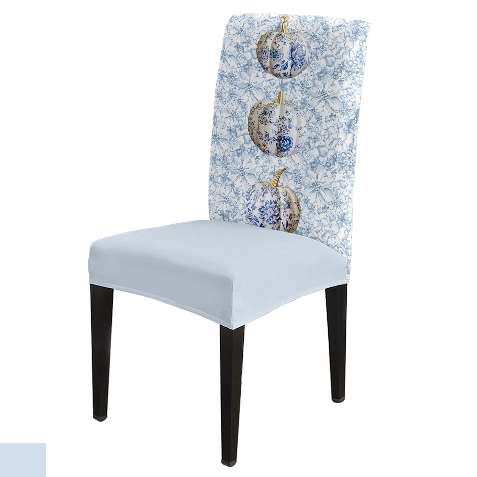 

Thanksgiving Pumpkin Blue And White Pottery 4/6/8PCS Spandex Elastic Chair Case For Wedding Hotel Banquet Dining Room