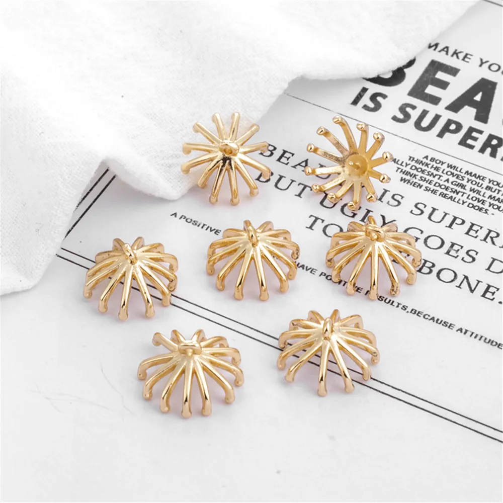 

14K gold retaining color claw bead holder with needle pendant pearl claw holder DIY handmade material accessories