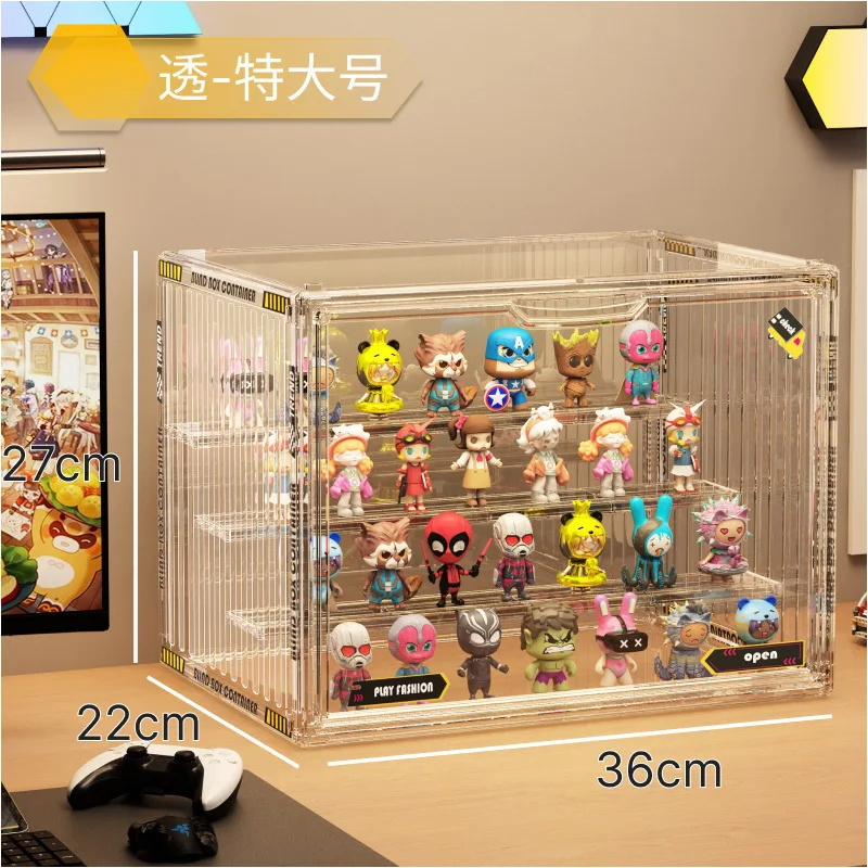 Acrylic display case Pop Mart 3-Tier Dustproof Step Shelf Anime Cars Action Figures & Jewelry Organizer