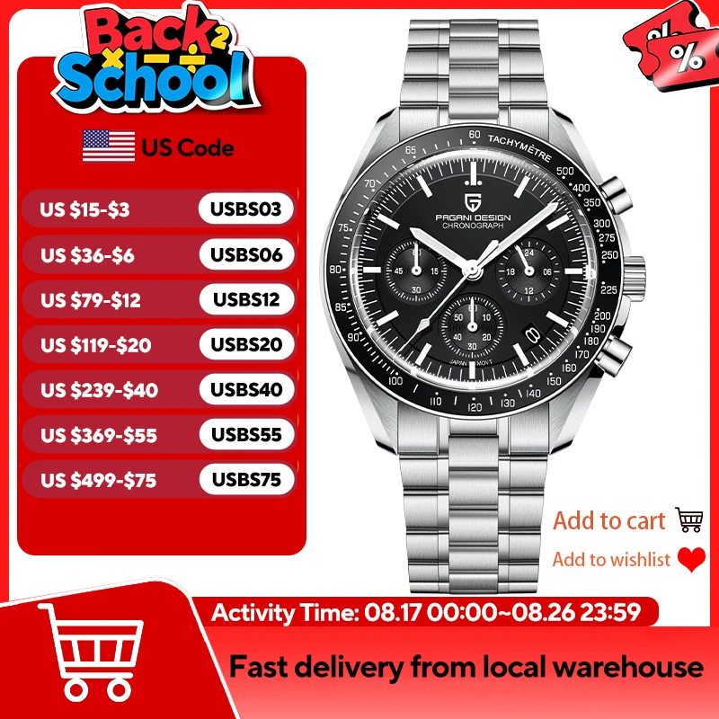 PAGANI DESIGN 2026 New Men's Watches Top Luxury Quartz Watch For Men Auto Date Speed Chronograph AR Sapphire Mirror Wrist Watch