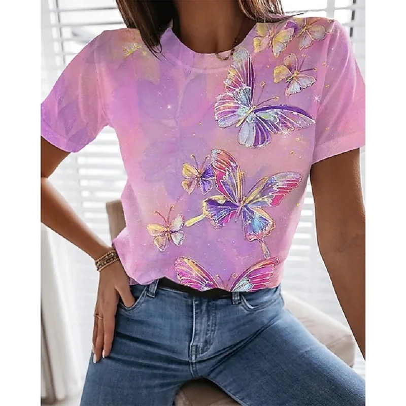 2022WomensMusicTShirtFashionSexyTopFloralPrintLooseXL