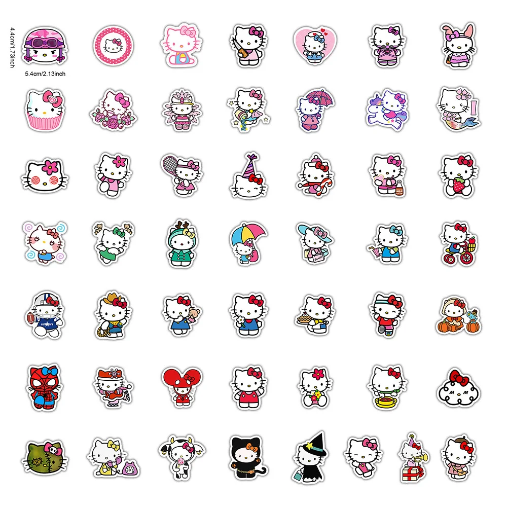 Cute Cartoon Hello Kitty Stickers Kawaii Girls Graffiti Water Bottle Guitar Diary Vinyl Kids DIY Toys Sticker Decals 10/30/50pcs,cartoon stickers,kawaii stickers,decorative stickers,diary stickers