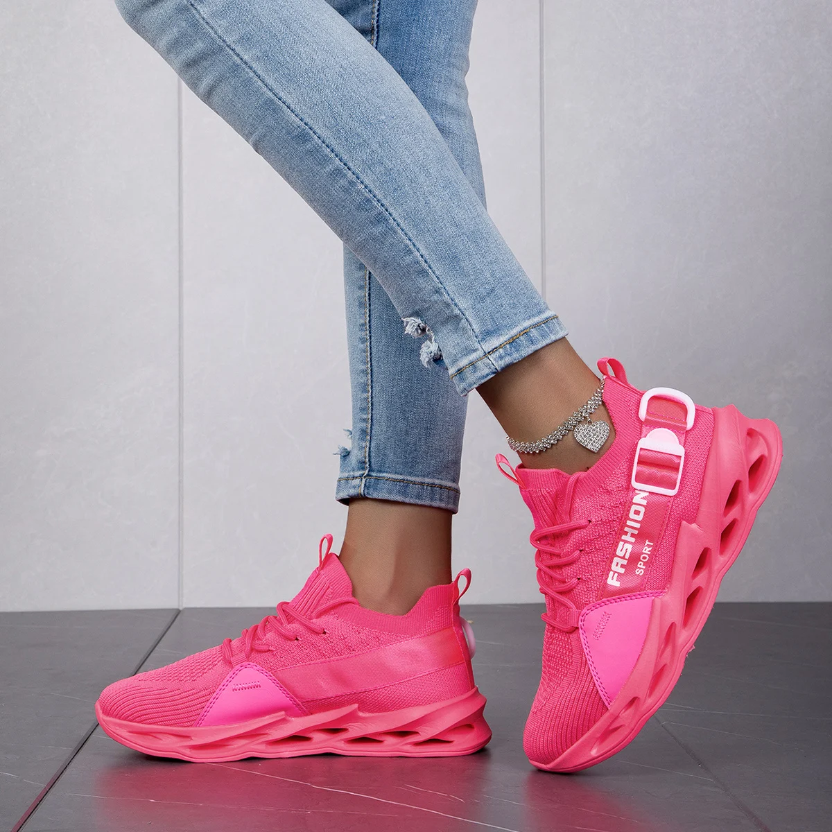 Tênis rosa respirável para homens e mulheres, tênis de corrida, calçados esportivos leves, tênis unissex, tamanho grande 36-48, venda quente