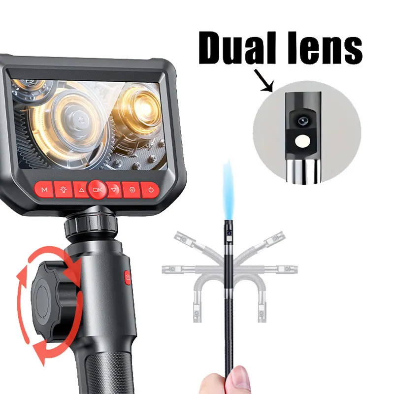 

S20 8mm Dual Lens 360° Rotation Pipeline Detector Turnable Handheld Endoscope For Home Appliance Testing Blockage Troubleshoot