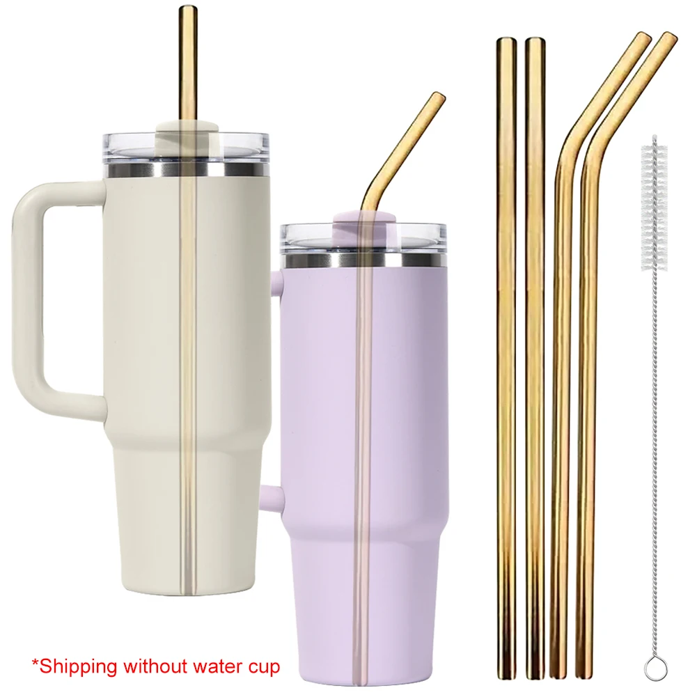 Stainless Steel Drinking Straws with Cleaning Brush - Set of 4