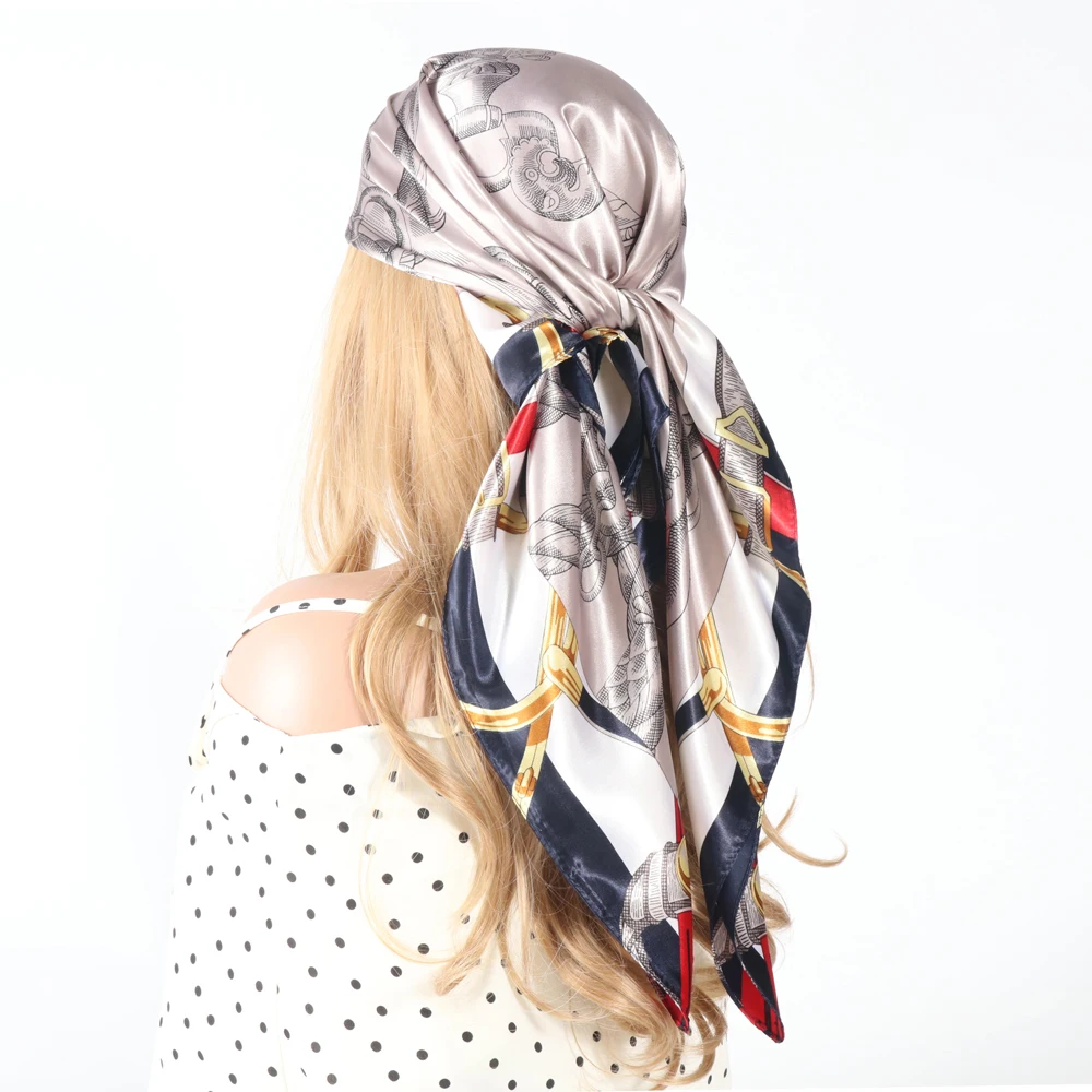 2022 Silk Head Scarf Women Fashion Hair Scarve Summer Foulard Soft