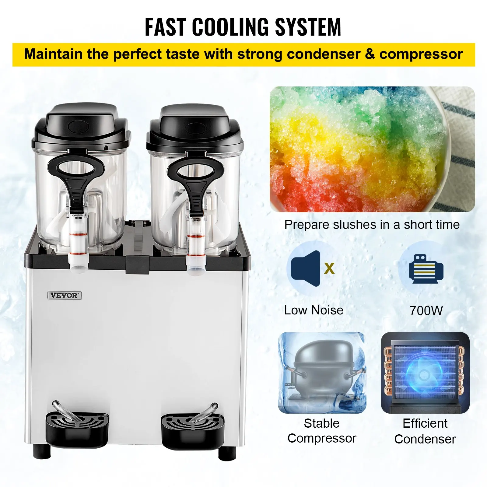 VEVOR Commercial Slushy Machine 6L x 2 Tanks 50 Cups Stainless Steel Margarita Smoothie Frozen Drink Maker for Bars and Home Use 6