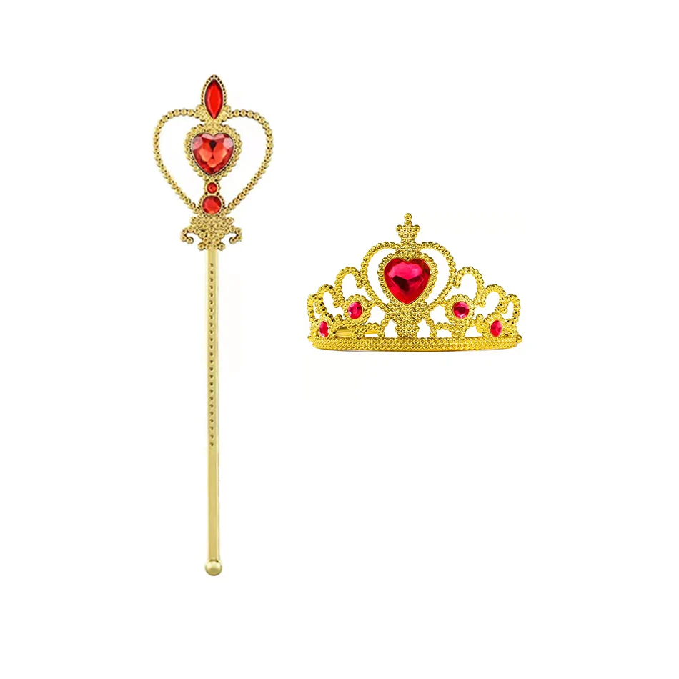 Snow White Dress up Synthetic Tiara for Little Girls Princess Cosplay Accessories Wand Crown Hair Headband Gloves Necklace Gifts cosplay accessories hair accessories hair headband accessories children jewelry set