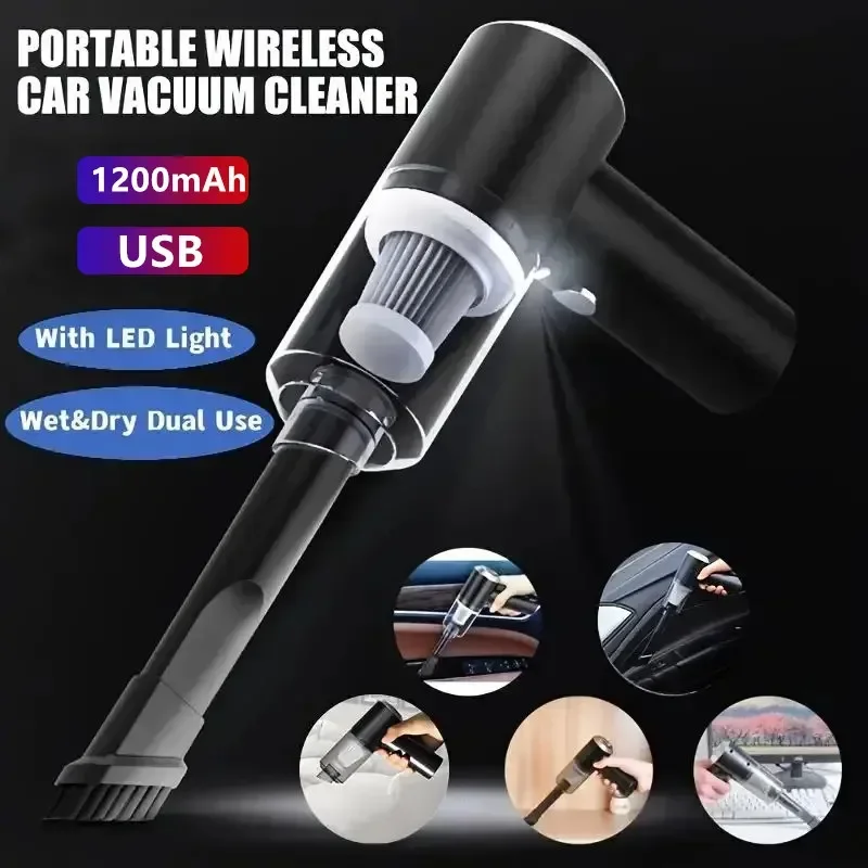 Car Vacuum Cleaner Handheld Powerful Suction Wireless Dust Collector USB Charging Portable Cleaning Appliance 1200mAh for Home