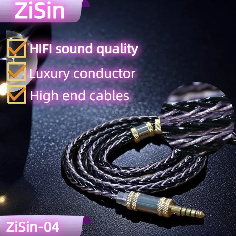 Zisin 04 8-Core Litz Hifi Focal Utopia Cavo Per Cuffie 4.4Mm 2.5Mm 6.35Mm Xlr, Adatto Per Hd800S Hd800 Hd820 Utopia (Grande)
