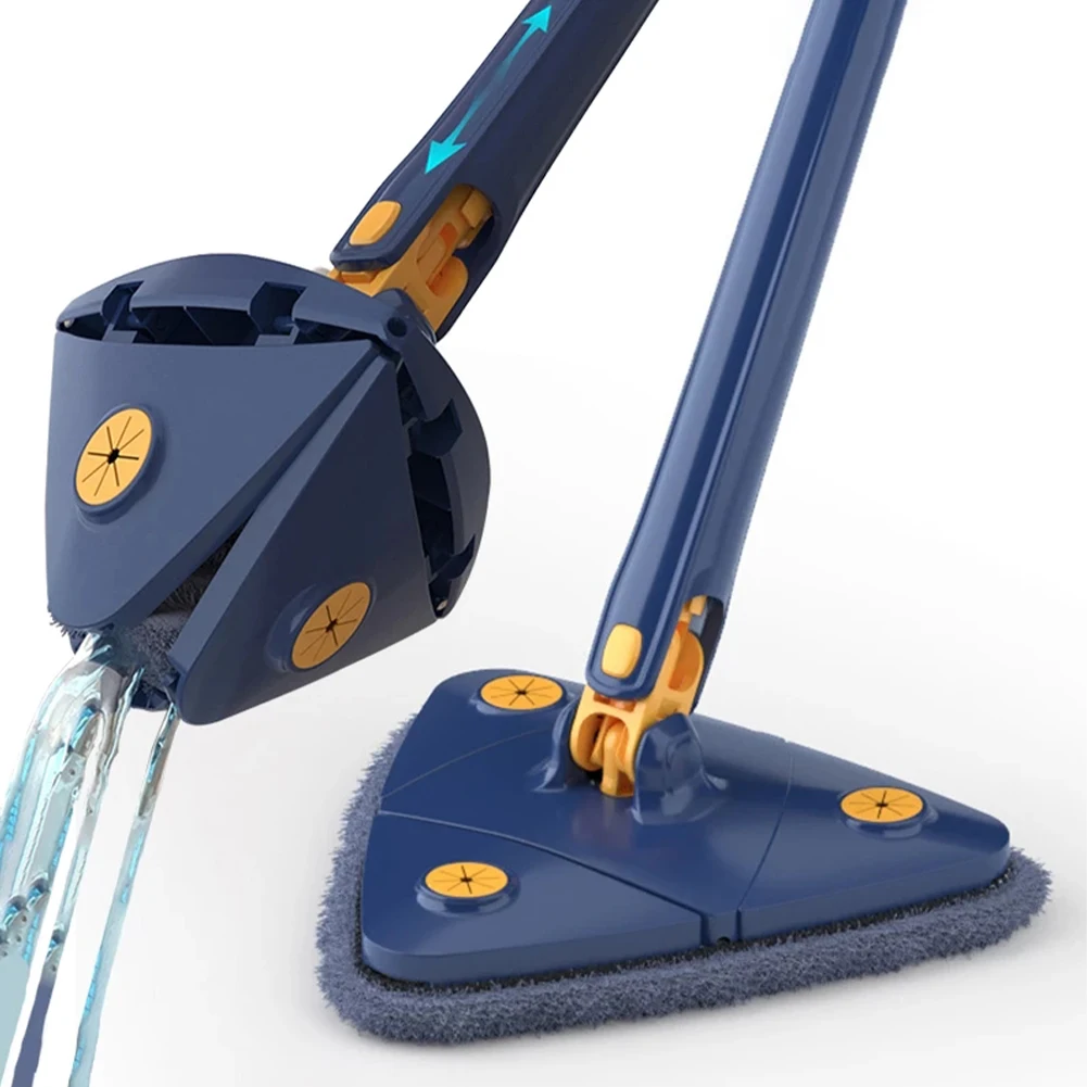 Triangle Mop 360-Degree Adjustable Window Cleaning Mop Microfiber 1.3m Handle Self-Wringing Glass Wiper Wall Window Cleaning Kit