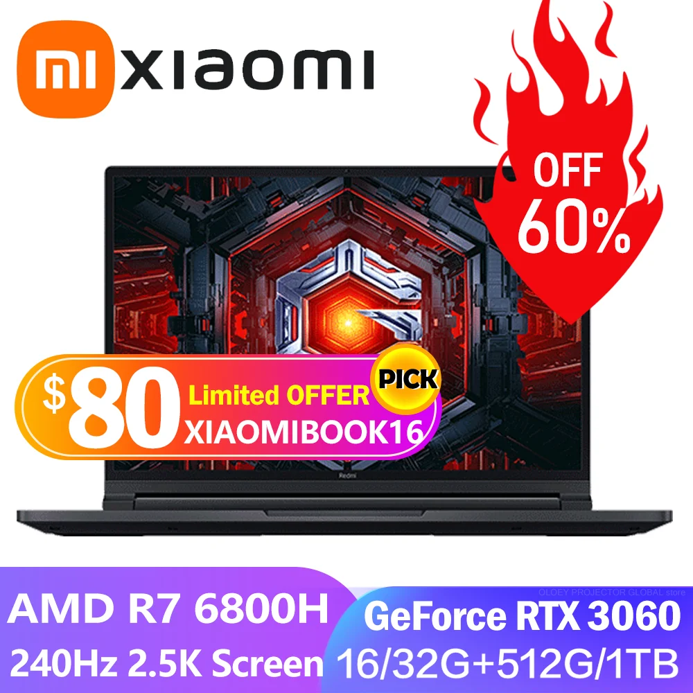 Xiaomi Redmi G Pro Gaming Laptop 2022 AMD R7 6800H Geforce RTX 3060 GPU 16GB/32GB RAM 512GB/1TB SSD 16.1Inch 240Hz  Game Noteboo 1