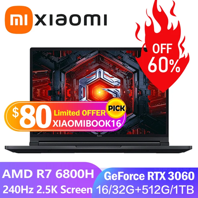 Xiaomi Redmi G Pro Gaming Laptop 2022 AMD R7 6800H Geforce RTX 3060 GPU 16GB/32GB RAM 512GB/1TB SSD 16.1Inch 240Hz  Game Noteboo 1
