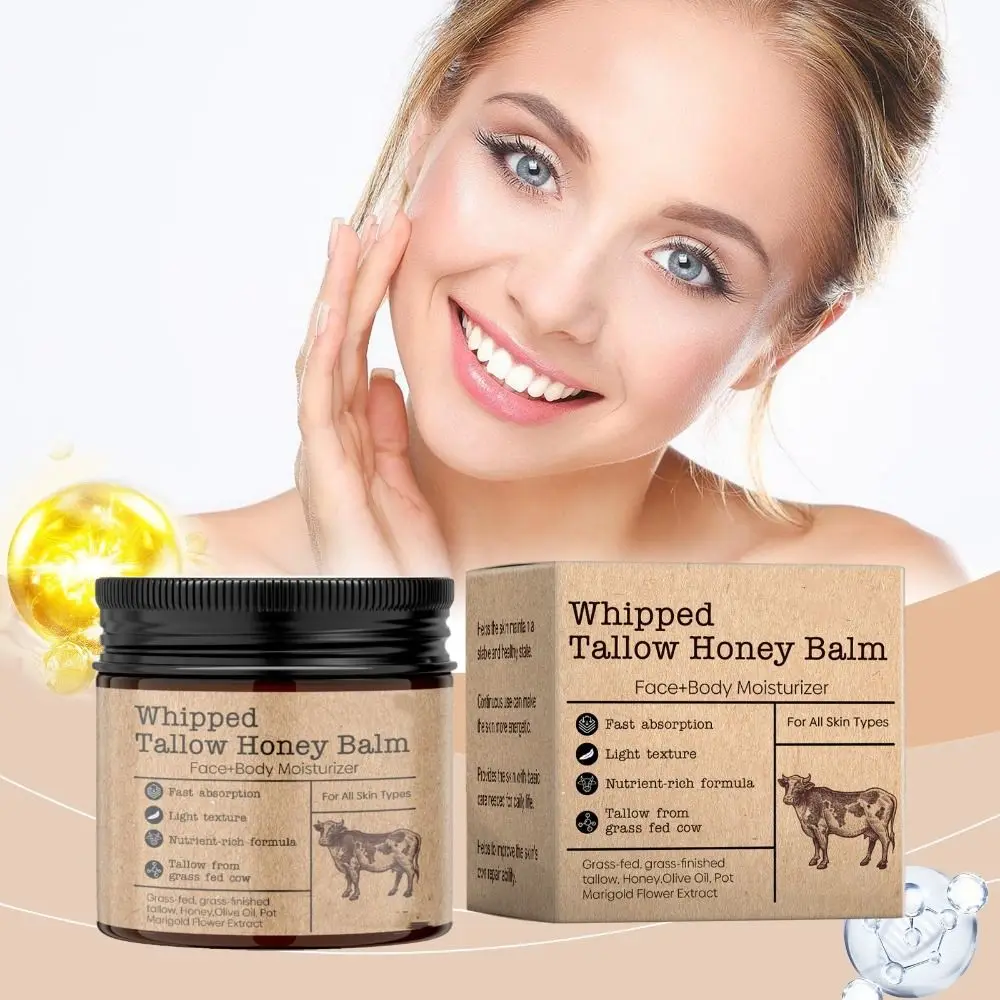 Hydrating Beef Tallow Honey Balm Rejuvenating Improve Rough Tallow Face Moisturizer Non Greasy Face Cream Whole Body Care