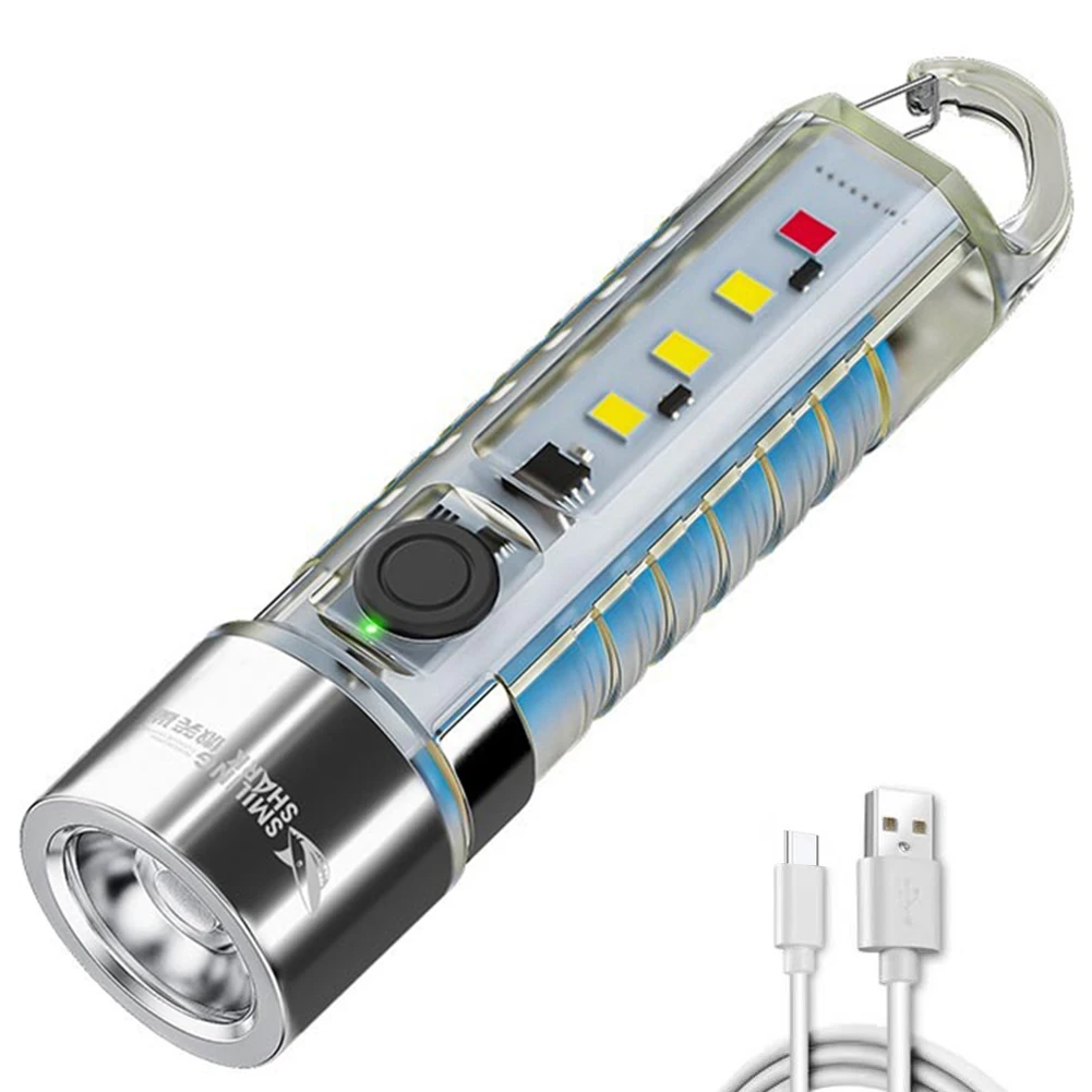 LED SMD Pocket Flashlight Rechargeable Portable EDC Flashlight with Clip Torch Light Luminous for Camping Hiking Emergency