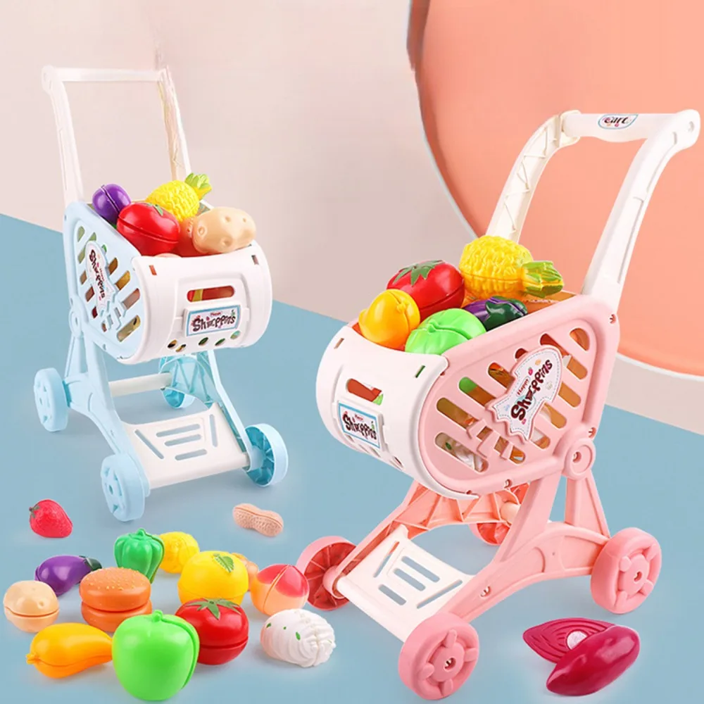 Children'S Toys Shopping Cart Children Playing Fruits Vegetable Storage Trolley Drop Resistant No Pollution Safe Materials Carts 3