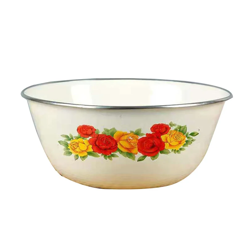 thumbnail image 1 of Cuenco de conservación de esmalte, cuenco de sopa de esmalte de hierro antiguo nostálgico, cuenco de fideos instantáneos de gran capacidad, cuenco para mezclar de esmalte verdadero, 1 of 4