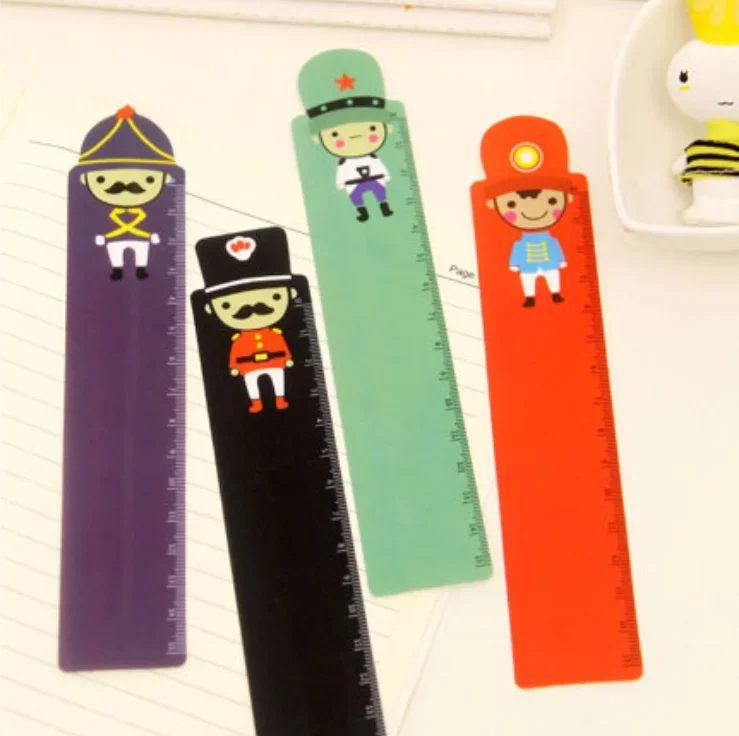 Kawaii Cartoon Soldier Doll Ruler Bookmark - 15cm Straight Ruler for School and Office Supplies