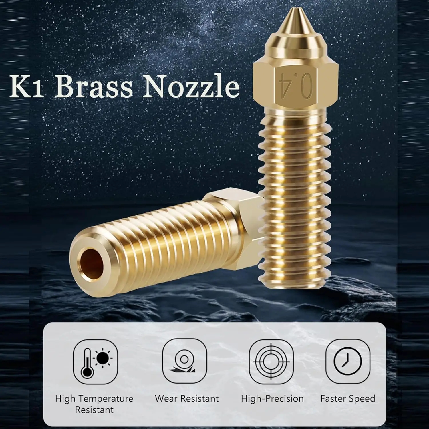 고속 황동 노즐 키트, K1, K1 Max, Ender 3 V3 KE, CR-10 SE, CR-M4 3D 프린터 키트용, 0.4mm 노즐 키트, 10 개