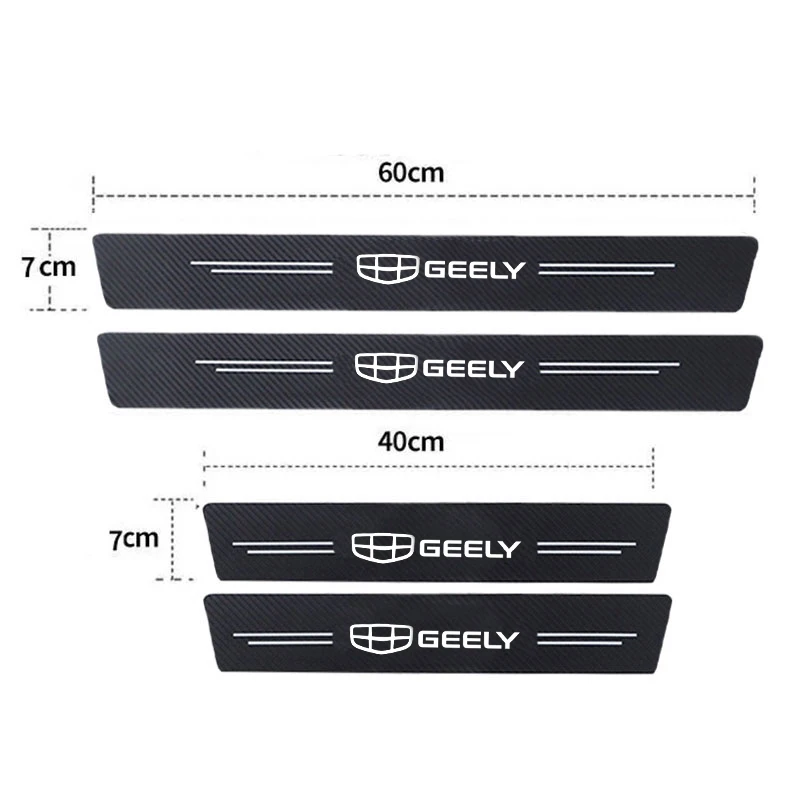탄소 섬유 자동차 도어 씰 임계 값 테이프 데칼 Geely Emgrand MK Panda Binray Coolray SX11 Atlas EC7 EV8 용 빛나는 스티커