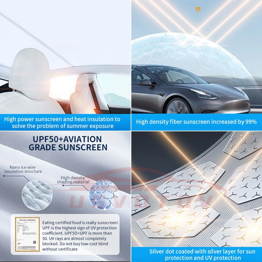 Aggiorna il parasole per Tesla Model Y 3 Highland anti-uv parasole visiera per tetto visiera con fibbia in tessuto di ghiaccio copertura del dispositivo di raffreddamento del lucernario in vetro