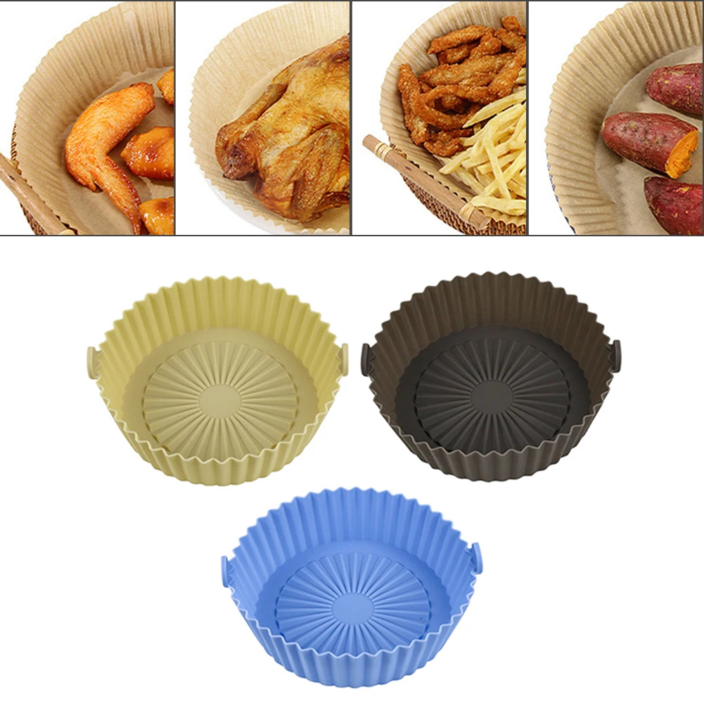 

Airfryer Fryer Accessories Baking Tools Reusable Silicone Pot Baking Basket Pizza Plate Grill Pot Kitchen Cake Cooking Tool