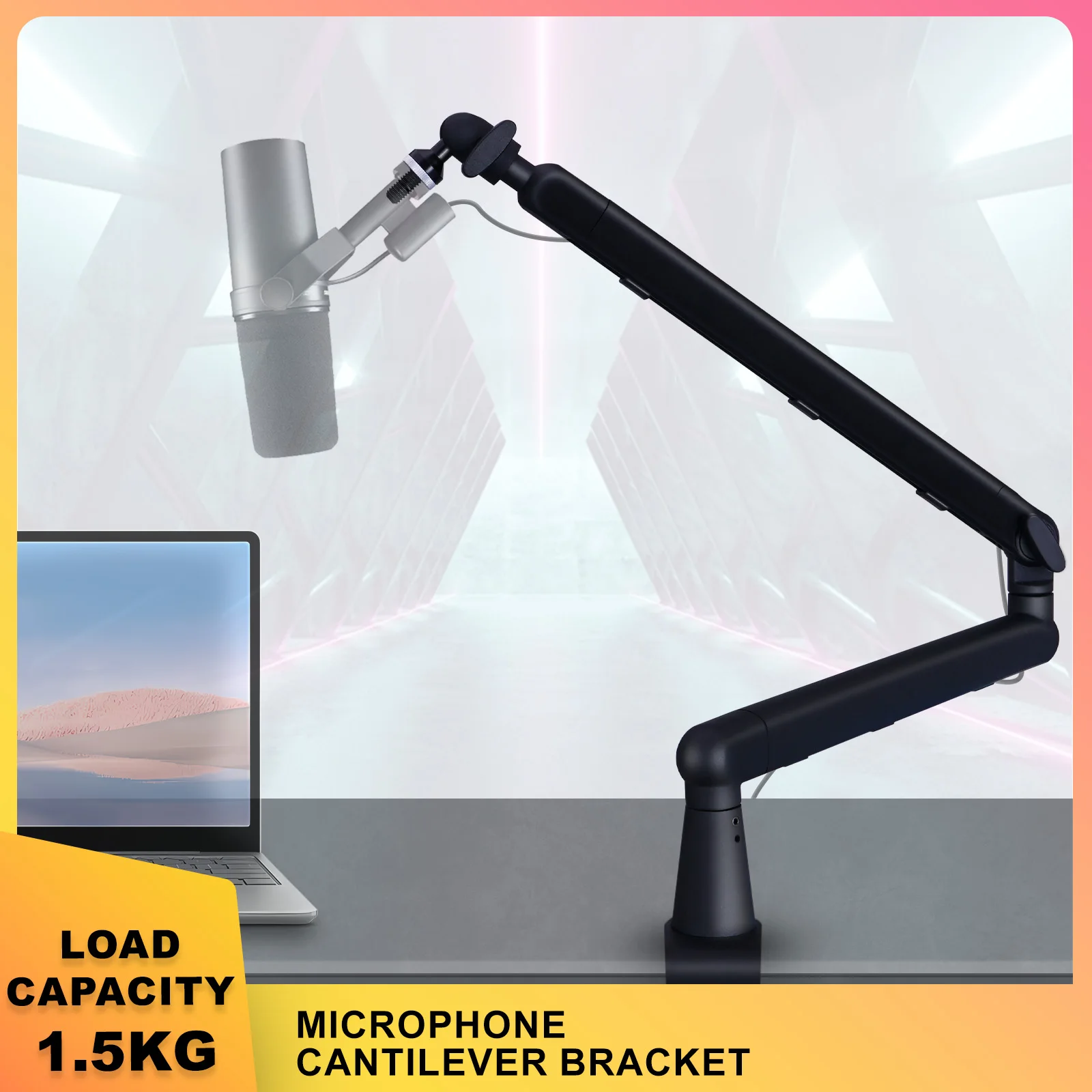Microphone Desk Arm Stand Heavy-Duty All-in-One Kit with Adjustable Boom Pop Filter Windscreen for other Mics