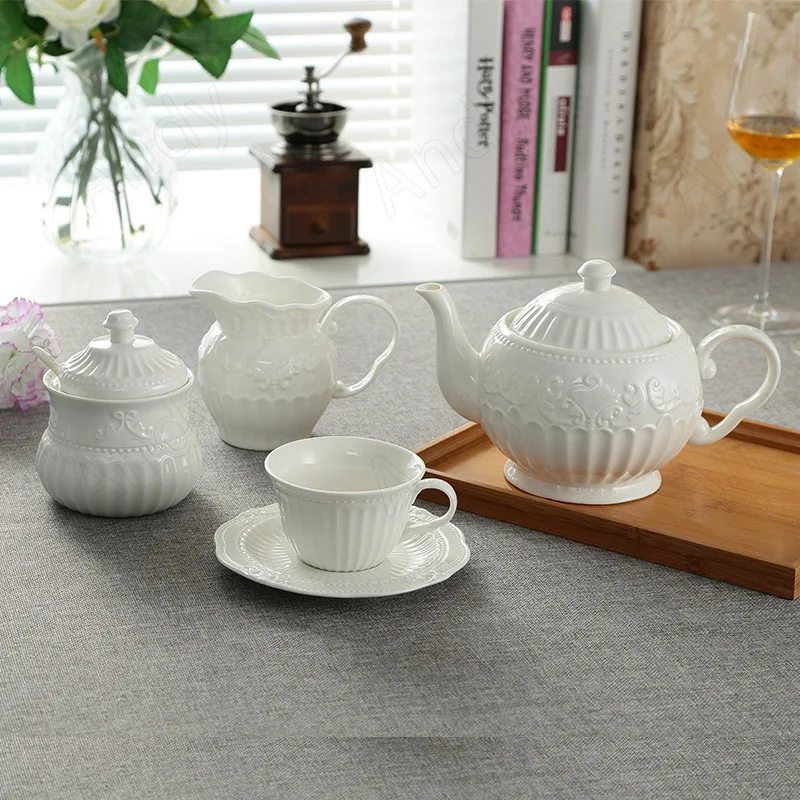 Modern Bone China Dinner Sets French Baroque Relief Home Afternoon Tea Cup Set Western Restaurant Desktop Creative Steak Dish