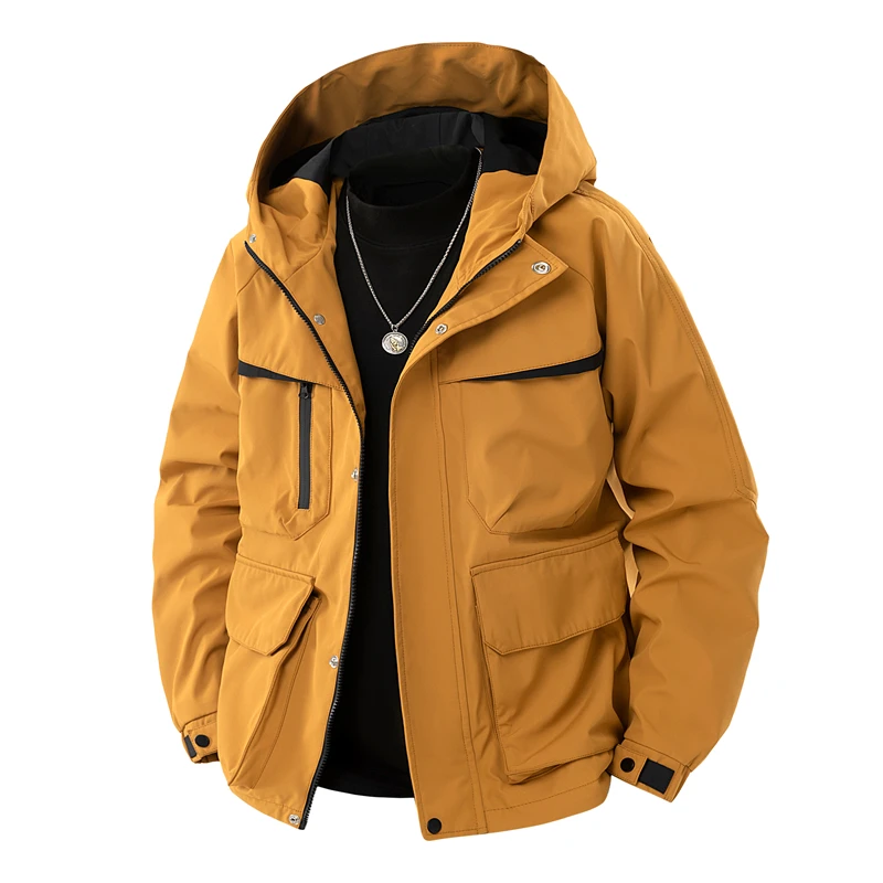 Wodoodporna kurtka męska z kapturem i zamkiem błyskawicznym Kurtka turystyczna Wspinaczka górska Kurtka outdoorowa Softshell Lekkie wiosenne płaszcze jesienne