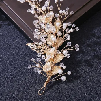 Tiare da Sposa Retrò con Perline, Copricapo Nuziale con Perle e Strass, Fasce per Capelli da Sposa con Fiori in Lega