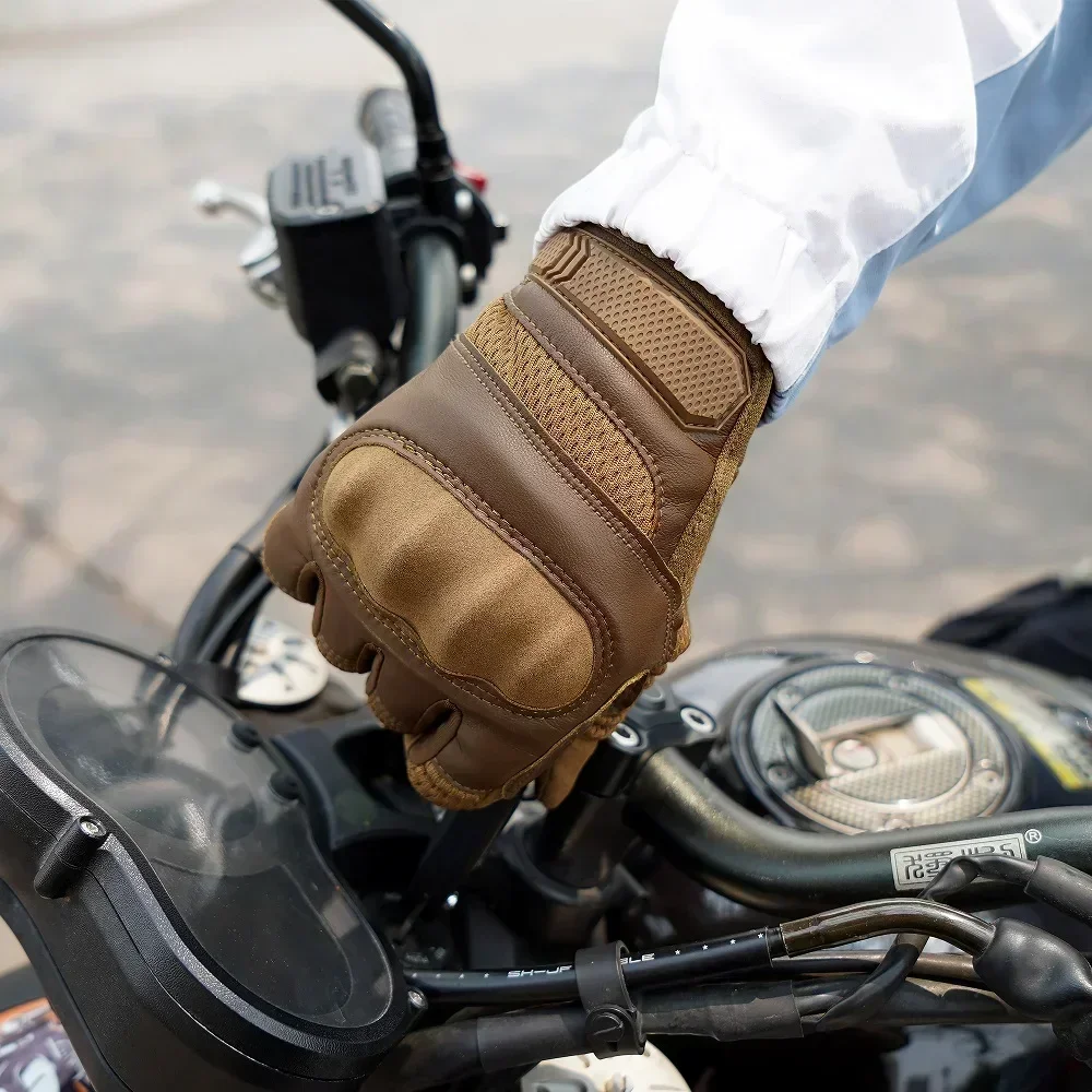 Touchscreen Leather motorcycle gloves PU Leather Motorcycle Full Finger Gloves Protective Gear Racing Pit Bike Riding Motorbike Moto Motocross Enduro