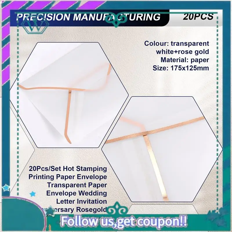 업그레이드 된 20 개/대 핫 스탬핑 인쇄 종이 봉투 투명 종이 봉투 결혼식 편지 초대장 기념일
