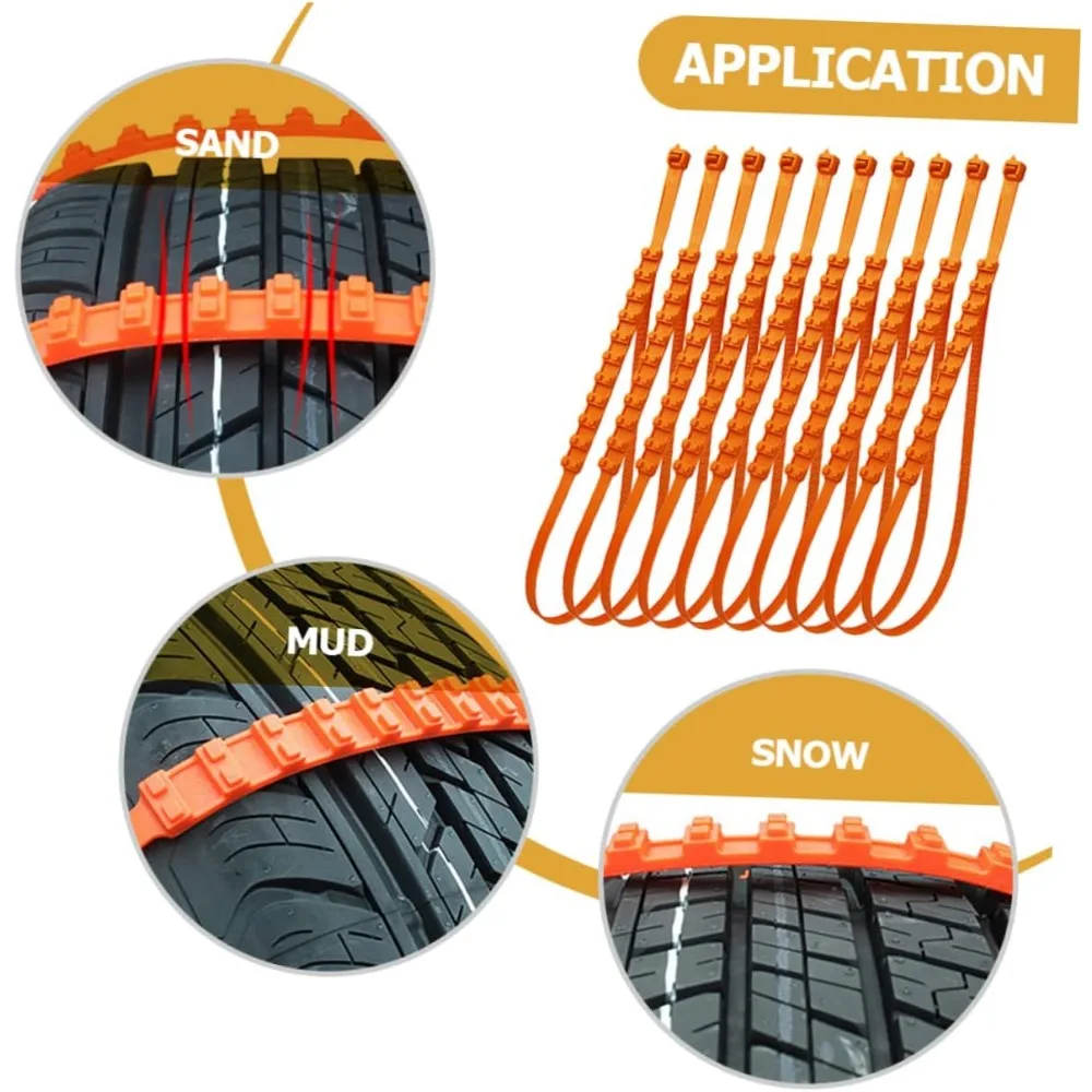 Car Snow Chains Anti Skid Tire Chains Traction Ice Mud Anti-skid Snow Anti Tire Car Plastic 10pcs