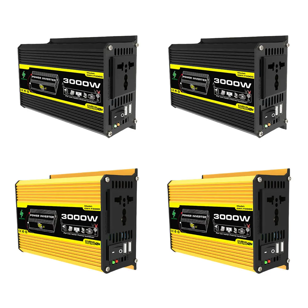 Vehicle Inverter DC 12V To AC 110/220V Power Converter Dual USB Vehicle Smart Inverter 3000W Digital Power Inverter Built-in Fuse for RV Caravan