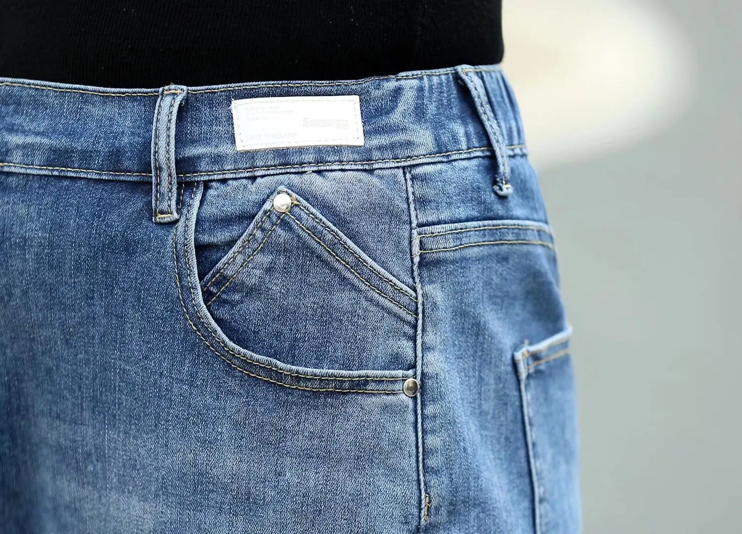Women's Clothing Jeans 2022 Spring Fashion High Waist Stretch Denim Harem Pants Brief Casual Labelling Blue Bottoms D6-5003 good american jeans