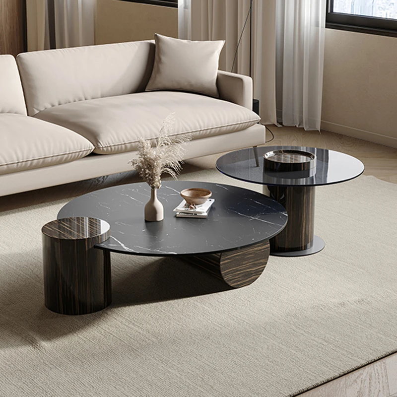 Minimalist Wood Coffee Tables Living Room Round Transparent Legs Low