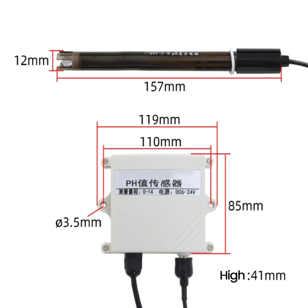 

RS485 4-20ma Output Liquid pH Sensor with LED Display Online pH Meter Acidity Meter Transmitter Laboratory ORP Monitor