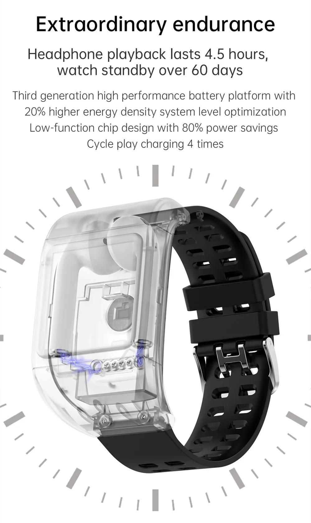 G36 New Smart Watch TWS Bluetooth Headset 2 In 1 Full Touch Screen 1.3 Inch Waterproof Sports Fitness Men Wristband Heart Rate