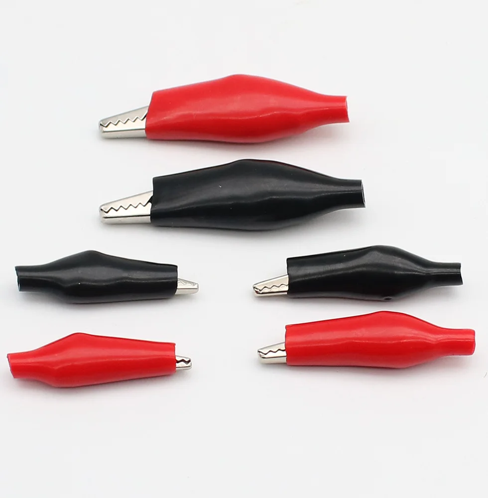 Alligator Clips Electrical Clamp Test Clip 10pcs/lot 28mm/35mm/45mm Metal Alligator Clip G98 Crocodile Electrical Clamp for Testing Probe Meter Black/Red with Plastic Boot